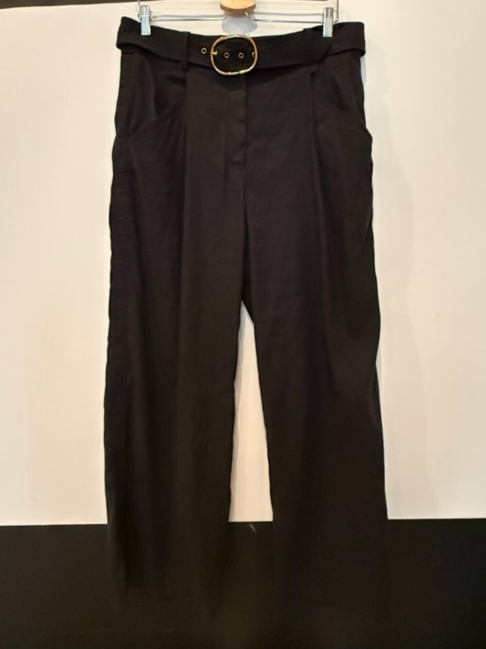 Veronica Beard black belted pleated trousers